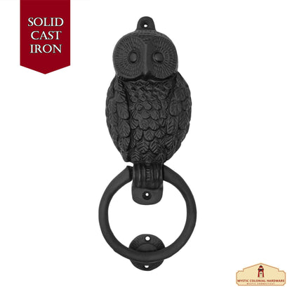 Rustic Cast Iron Owl Door Knocker: Ideal for Victorian, Colonial, Retro, Steampunk, Gothic, and Baroque  Settings, (24.3x9) cm