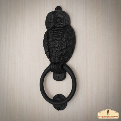 Rustic Cast Iron Owl Door Knocker: Ideal for Victorian, Colonial, Retro, Steampunk, Gothic, and Baroque  Settings, (24.3x9) cm