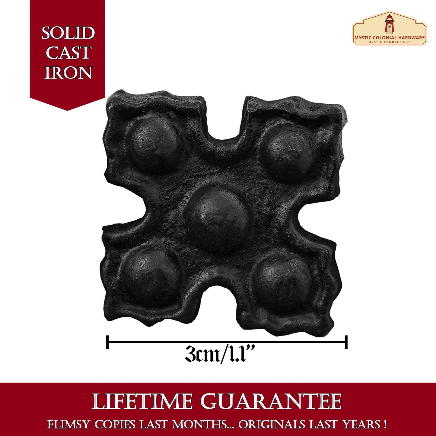 Studs in Set of 6 Pcs Solid Forged Iron Victorian, Colonial, Retro, Steampunck, Gothic, Baroque Medieval