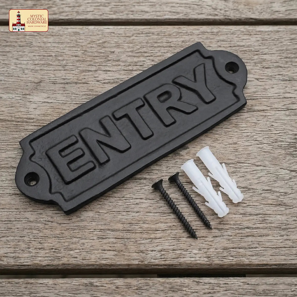 Vintage Cast Iron Entry Door Sign - Plaque for Doors, Gates & Entryways