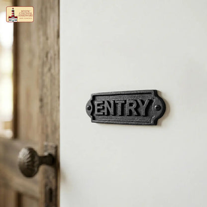 Vintage Cast Iron Entry Door Sign - Plaque for Doors, Gates & Entryways