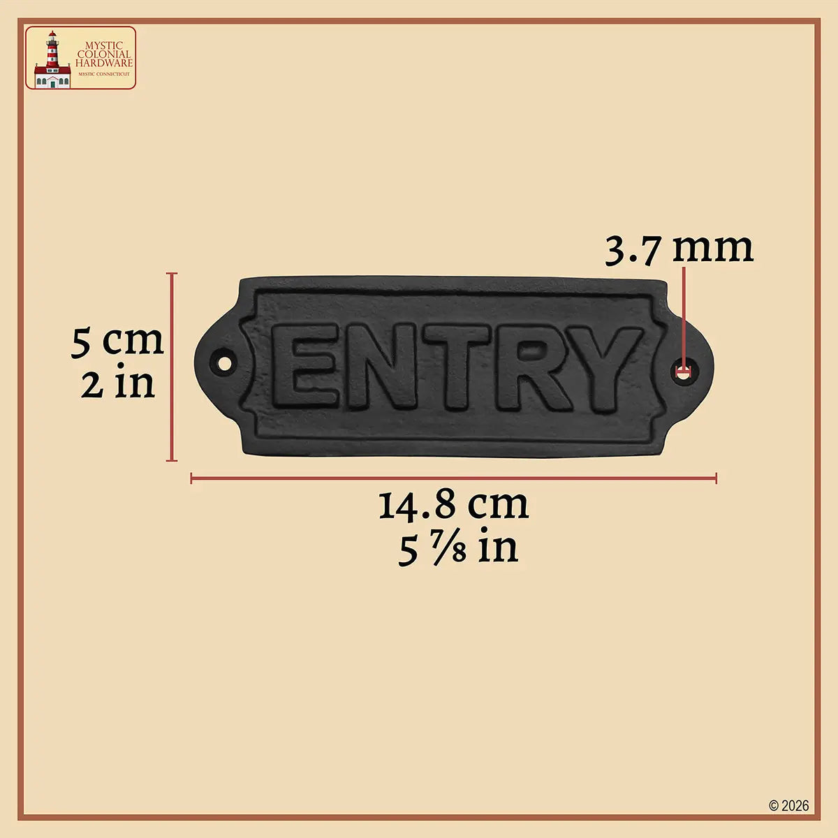 Vintage Cast Iron Entry Door Sign - Plaque for Doors, Gates & Entryways
