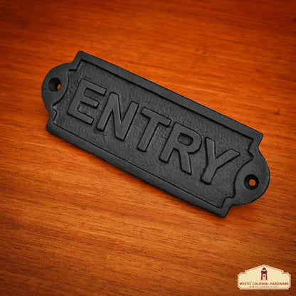 Rustic Cast Iron Entry Sign Plate : Ideal for Victorian, Colonial, Retro, Steampunk, Gothic, and  Baroque Settings, ( 15 x 5.3 ) cm