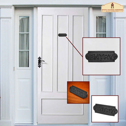 Rustic Cast Iron Entry Sign Plate : Ideal for Victorian, Colonial, Retro, Steampunk, Gothic, and  Baroque Settings, ( 15 x 5.3 ) cm