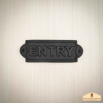 Rustic Cast Iron Entry Sign Plate : Ideal for Victorian, Colonial, Retro, Steampunk, Gothic, and  Baroque Settings, ( 15 x 5.3 ) cm