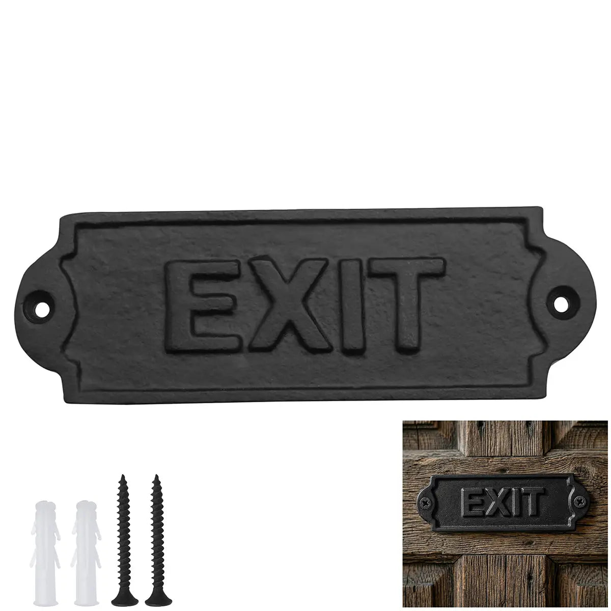 Vintage Cast Iron Exit Door Sign Plaque for Doors, Gates