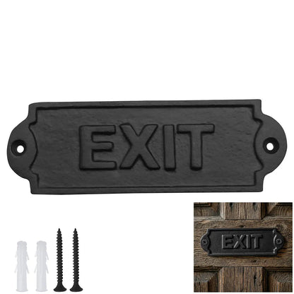 Vintage Cast Iron Exit Door Sign Plaque for Doors, Gates