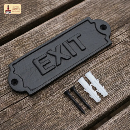 Vintage Cast Iron Exit Door Sign Plaque for Doors, Gates