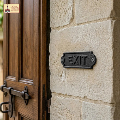Vintage Cast Iron Exit Door Sign Plaque for Doors, Gates