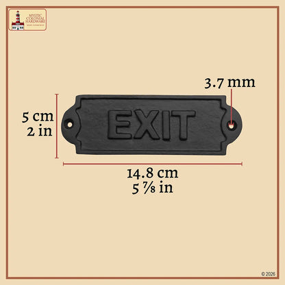 Vintage Cast Iron Exit Door Sign Plaque for Doors, Gates