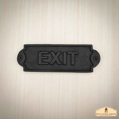 Rustic Cast Iron Exit Sign Plate: Ideal for Victorian, Colonial, Retro, Steampunk, Gothic, and Baroque Settings, (15x5) cm