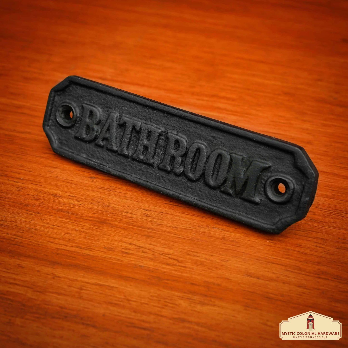 Rustic Cast Iron Bathroom Sign Plate: Ideal for Victorian, Colonial, Retro, Steampunk, Gothic, and Baroque  Settings, (11.5x3.2) cm