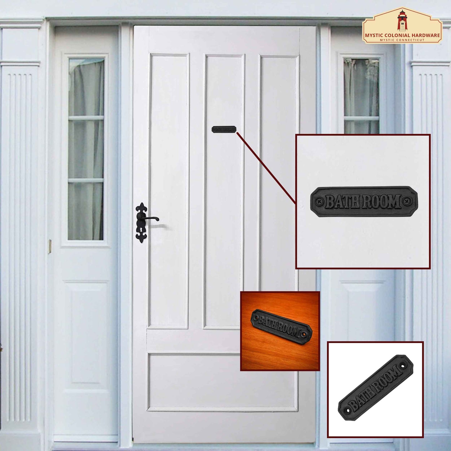 Rustic Cast Iron Bathroom Sign Plate: Ideal for Victorian, Colonial, Retro, Steampunk, Gothic, and Baroque  Settings, (11.5x3.2) cm