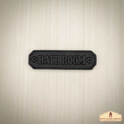 Rustic Cast Iron Bathroom Sign Plate: Ideal for Victorian, Colonial, Retro, Steampunk, Gothic, and Baroque  Settings, (11.5x3.2) cm