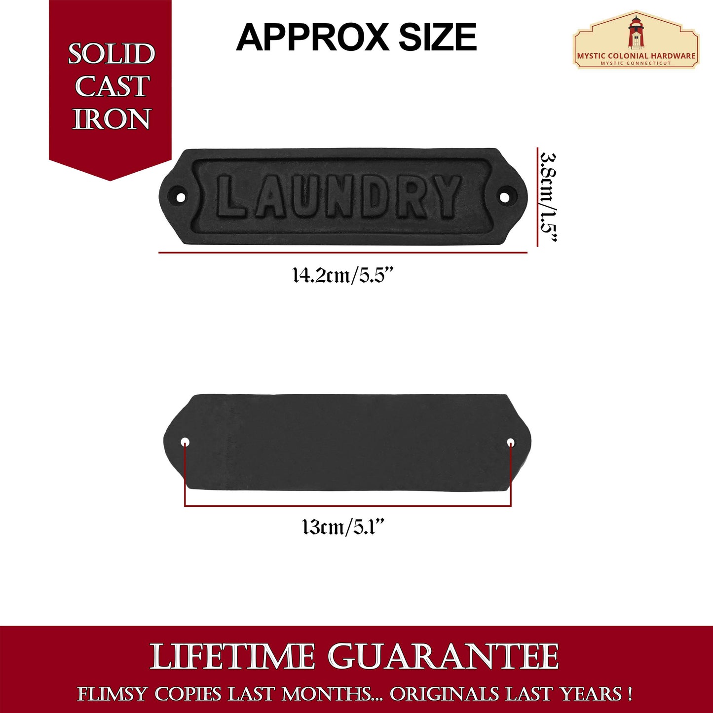 Rustic Cast Iron Laundry Sign Plate: Ideal for Victorian, Colonial, Retro, Steampunk, Gothic, and Baroque Settings, (14.2x3.8) cm