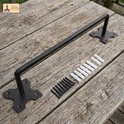 Mystic Colonial Hardware Iron Towel Bar – Hand-Forged Colonial Style Rack with Decorative Mounting Plates