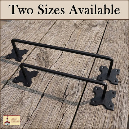 Mystic Colonial Hardware Iron Towel Bar – Hand-Forged Colonial Style Rack with Decorative Mounting Plates