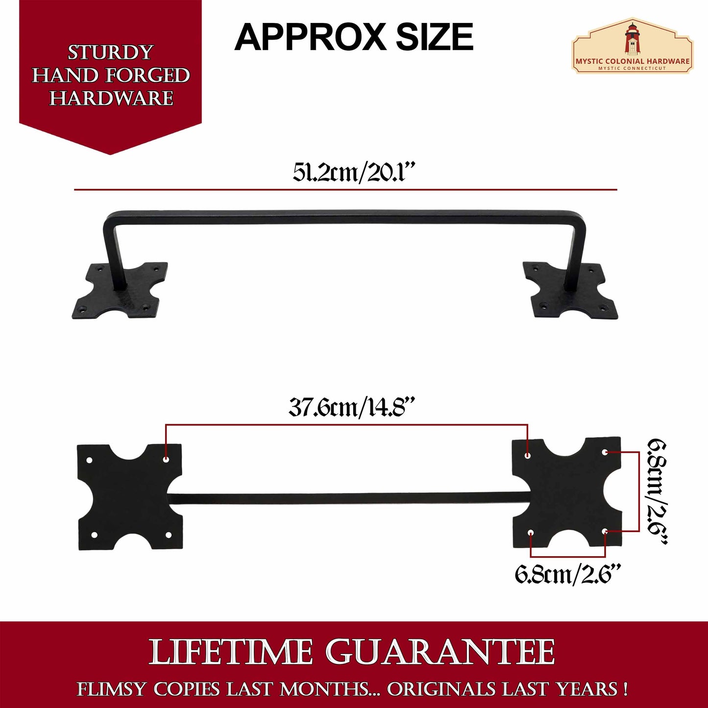 Rustic Hand Forged Towel Rack: Ideal for Victorian, Colonial, Retro, Steampunk, Gothic, Baroque, and Medieval Bathroom / Kitchen Settings, 51.2 cm