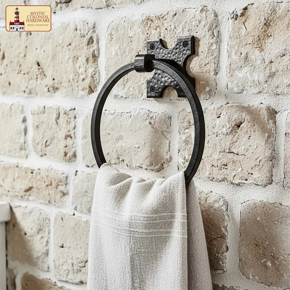 Rustic Hand Forged Wall Mounting Towel Ring: Ideal for Victorian, Colonial, Retro, Steampunk, Gothic, Baroque, and Medieval Bathroom / Kitchen Settings, 15.9 cm