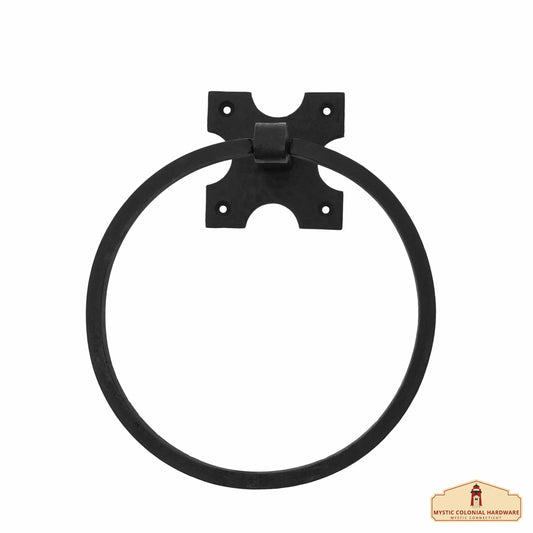 Rustic Hand Forged Wall Mounting Towel Ring: Ideal for Victorian, Colonial, Retro, Steampunk, Gothic, Baroque, and Medieval Bathroom / Kitchen Settings, 15.9 cm