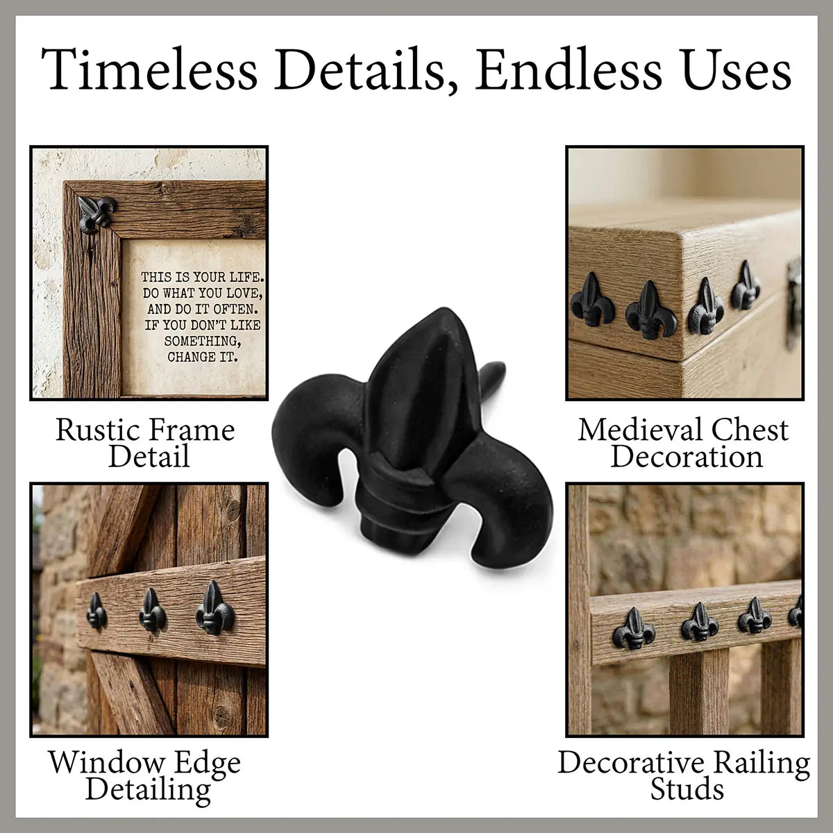 Fleur de Lis Iron Clavos – Cast Iron Decorative Nails for Doors, Gates & Furniture