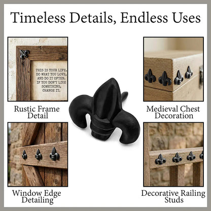 Fleur de Lis Iron Clavos – Cast Iron Decorative Nails for Doors, Gates & Furniture
