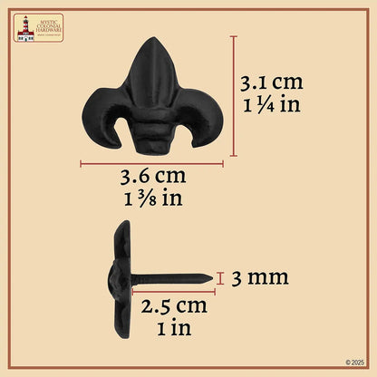Fleur de Lis Iron Clavos – Cast Iron Decorative Nails for Doors, Gates & Furniture