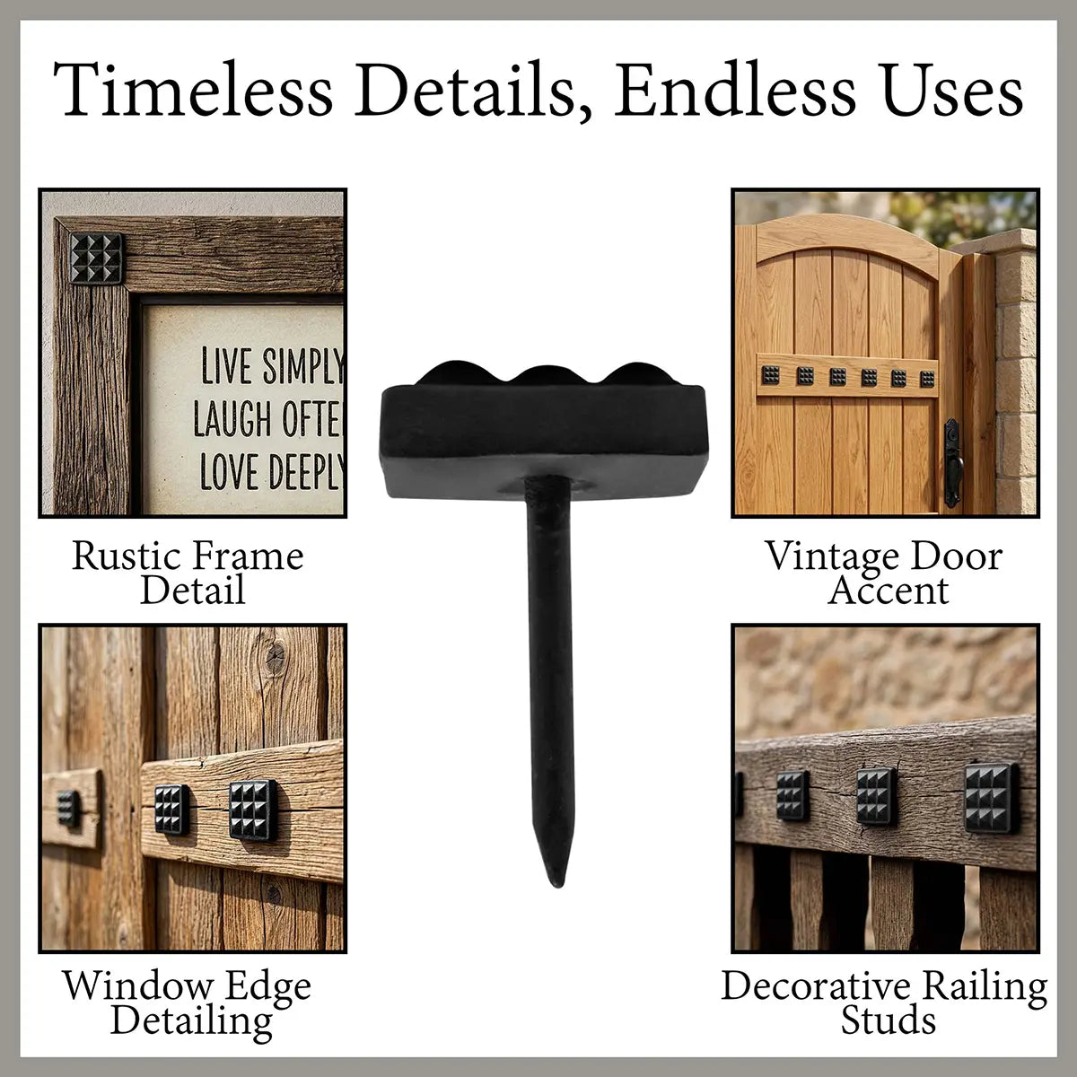 Square Decorative Iron Clavos – Cast Iron Studs for Doors & Furniture