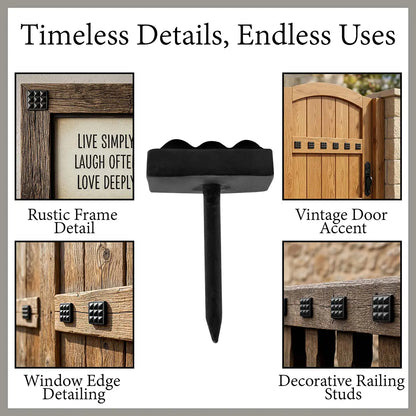 Square Decorative Iron Clavos – Cast Iron Studs for Doors & Furniture