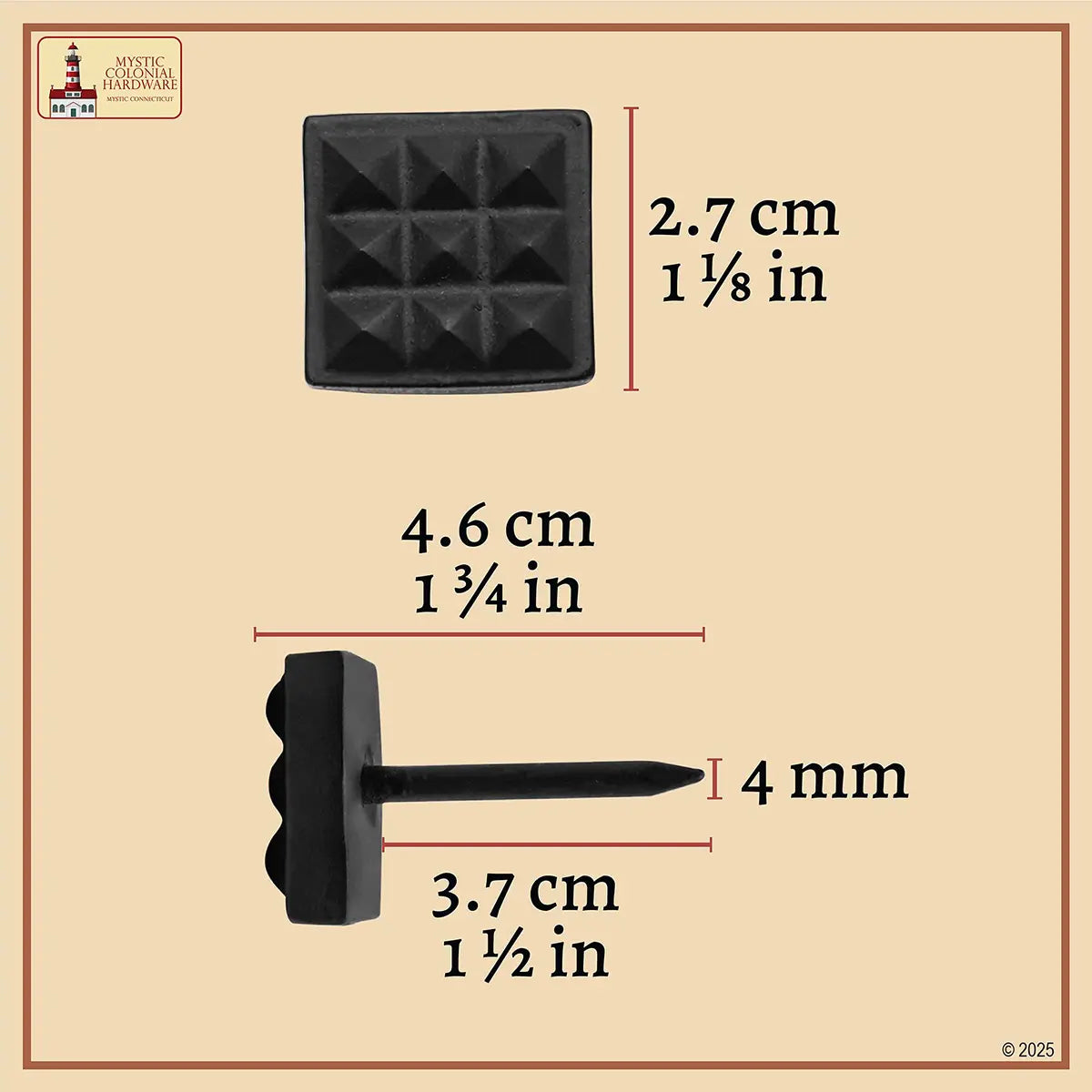 Square Decorative Iron Clavos – Cast Iron Studs for Doors & Furniture