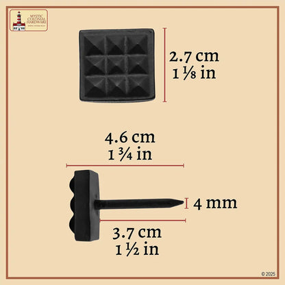 Square Decorative Iron Clavos – Cast Iron Studs for Doors & Furniture