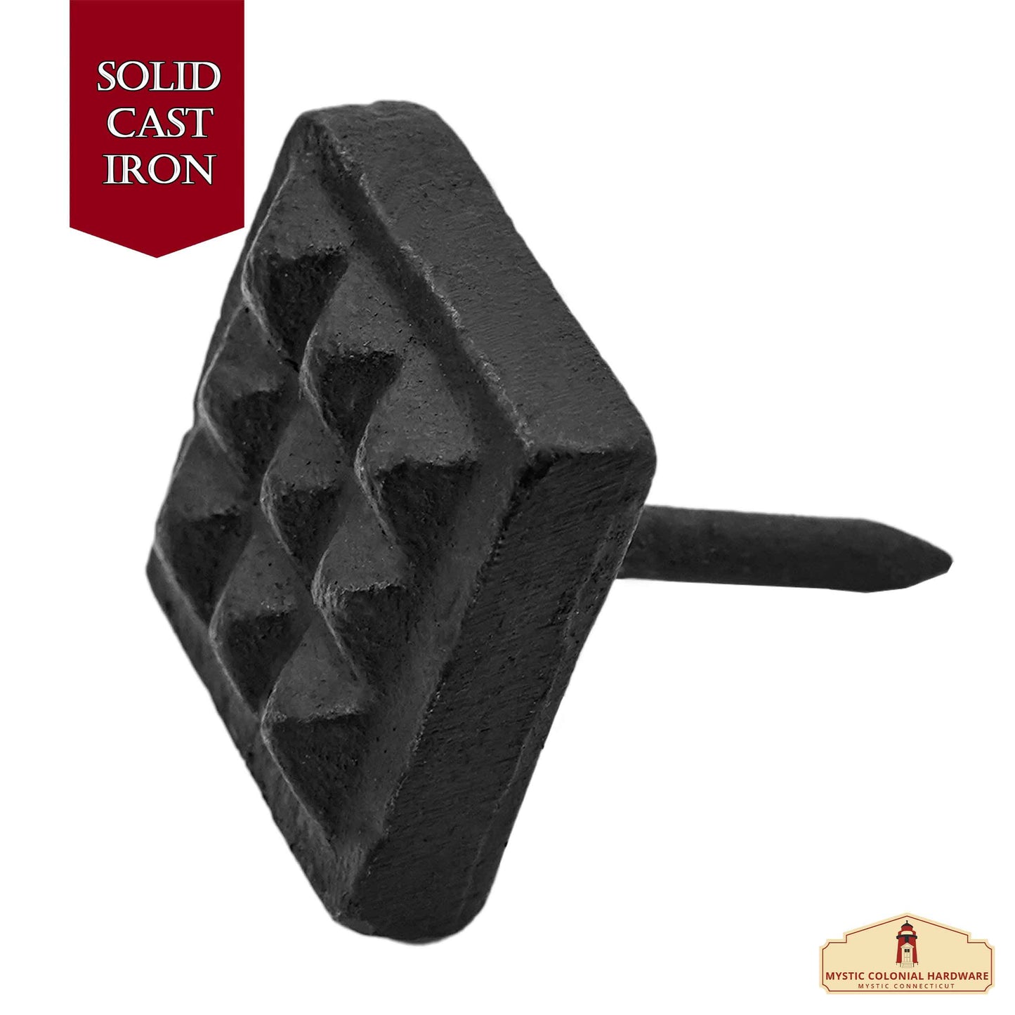 Square Waffle Clavo Nail - Pack of 6 SOLID FORGED IRON Victorian, Colonial, Retro, Steampunck, Gothic, Baroque Medieval