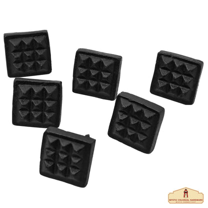 Square Waffle Clavo Nail - Pack of 6 SOLID FORGED IRON Victorian, Colonial, Retro, Steampunck, Gothic, Baroque Medieval