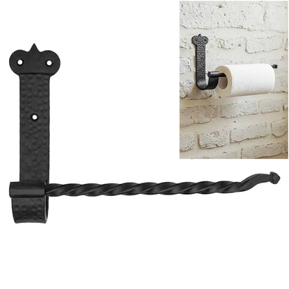 Rustic Hand Forged Ir on Wall Mounting Paper Towel Hanger: Ideal for Victorian, Colonial, Retro, Steampunk, Gothic, Baroque, and Medieval Bathroom Settings, (25.2x5.1x17.5) cm