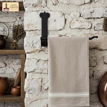 Rustic Hand Forged Ir on Wall Mounting Paper Towel Hanger: Ideal for Victorian, Colonial, Retro, Steampunk, Gothic, Baroque, and Medieval Bathroom Settings, (25.2x5.1x17.5) cm