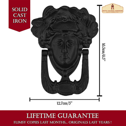 Iron Goddess Athena Front Door Knocker Artisan Made Antique Knocker