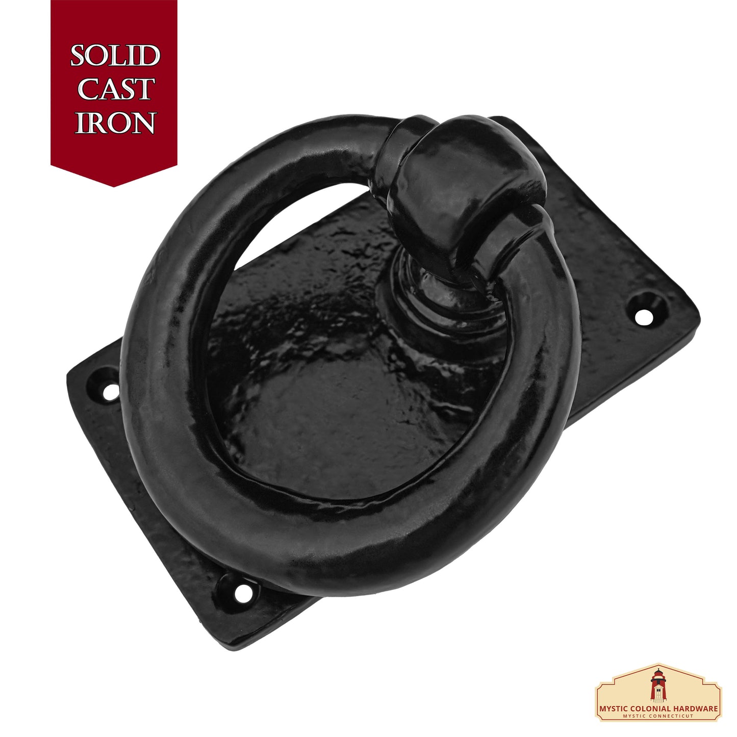 Black Powder Coated Large Ring Front Door Artisan Made Antique Knocker