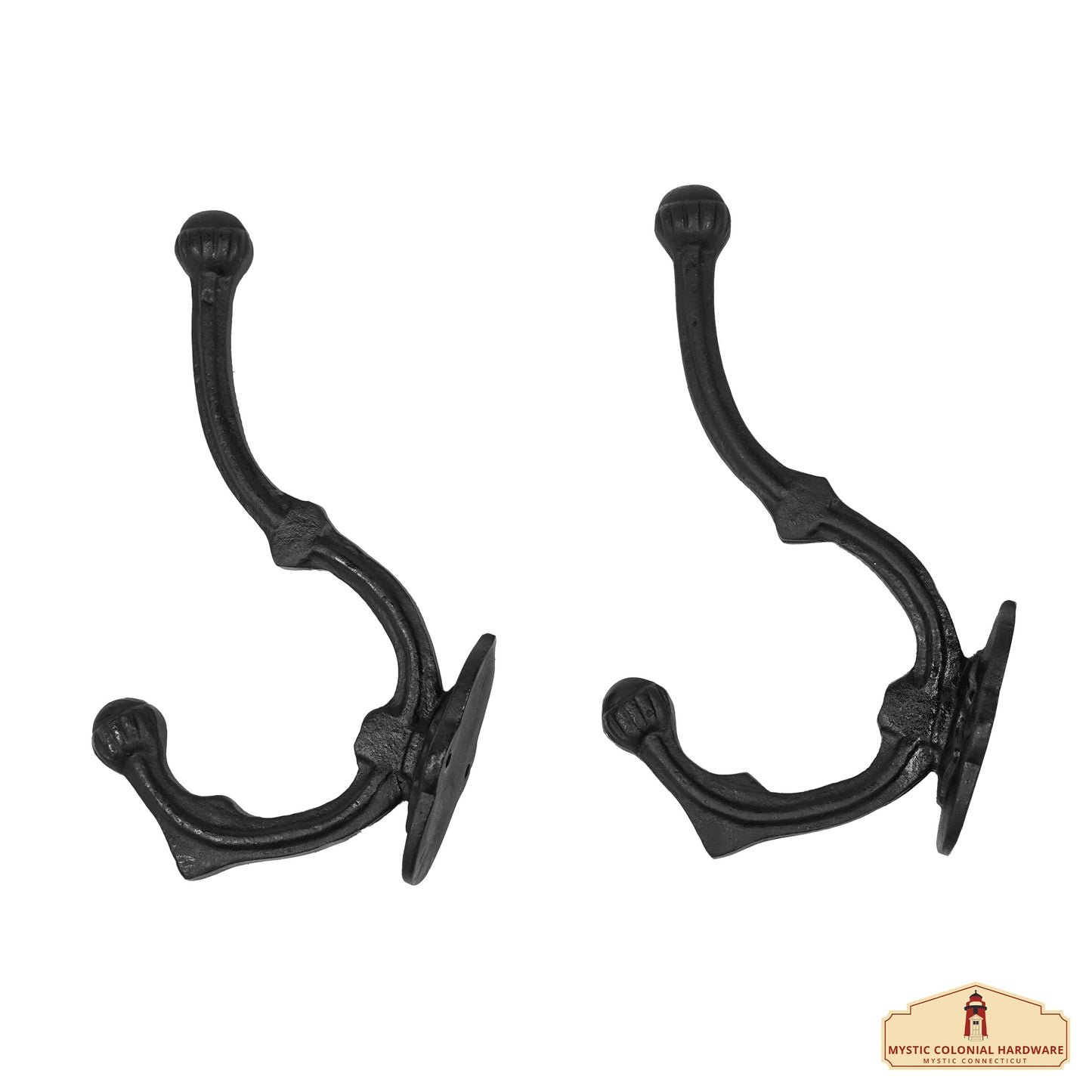 Rustic Cast Iron Wall Hooks Set of 2 : Ideal for Victorian, Colonial, Retro, Steam punk, Gothic, and Baroque Settings (16.5x4) cm