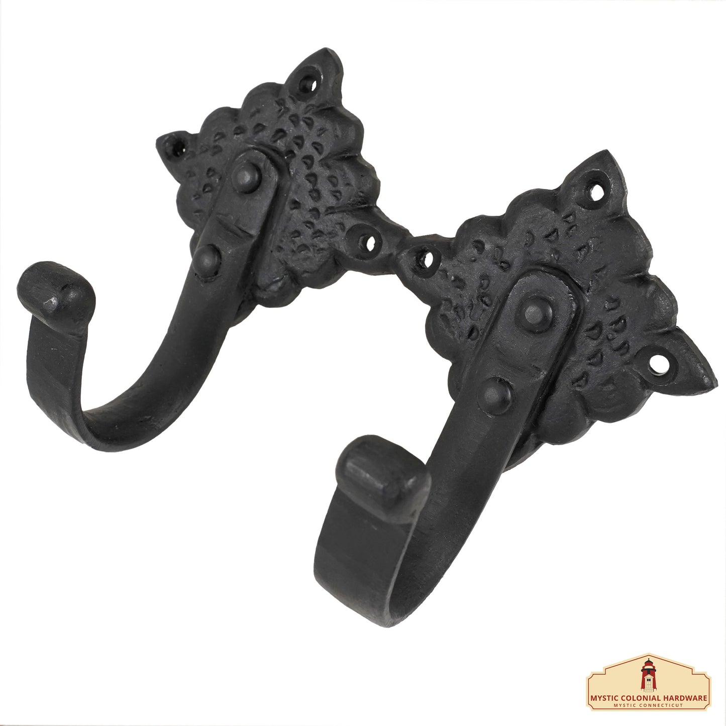 Rustic Forged Iron Wall Hooks, Heavy Duty Retro Utility Hooks for Hanging Coat, Bag, Towel, Robe, Hat and More, Pack of 2, Black