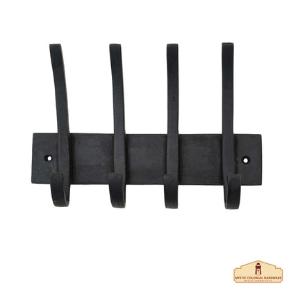Rustic Hand Forged Iron Wall Hooks Set of 4: Ideal for Victorian, Colonial, Retro, Steampunk, Gothic, and Baroque Settings (21.3x14.5) cm