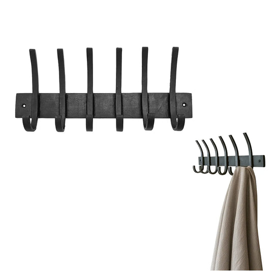 Hand Forged Iron Coat Rack with Hooks