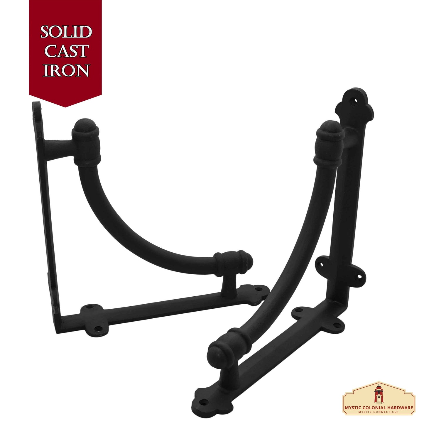 13" X 9.5" Shelf Brackets Pair - Set of 2 Pcs Solid Forged Iron Victorian, Colonial, Retro, Steampunck, Gothic, Baroque Medieval