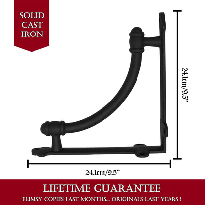 13" X 9.5" Shelf Brackets- Solid Forged Iron Victorian, Colonial, Retro, Steampunck, Gothic, Baroque Medieval