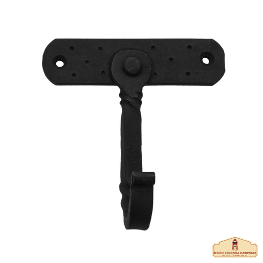 Rustic Hand Forged Wall Hook with One Hanger: Ideal for Victorian, Colonial, Retro, Steampunk, Gothic, and Baroque Settings (14.9x10.9cm)