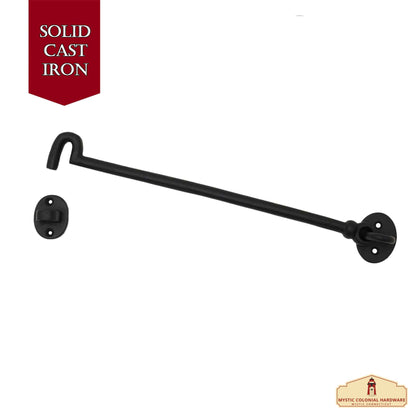 Black Wrought Iron Cabin Hook Eye 12.5" Long Large Decorative Privacy Hook Latches for Cabinet Window Kitchen Sliding Or Barn Doors
