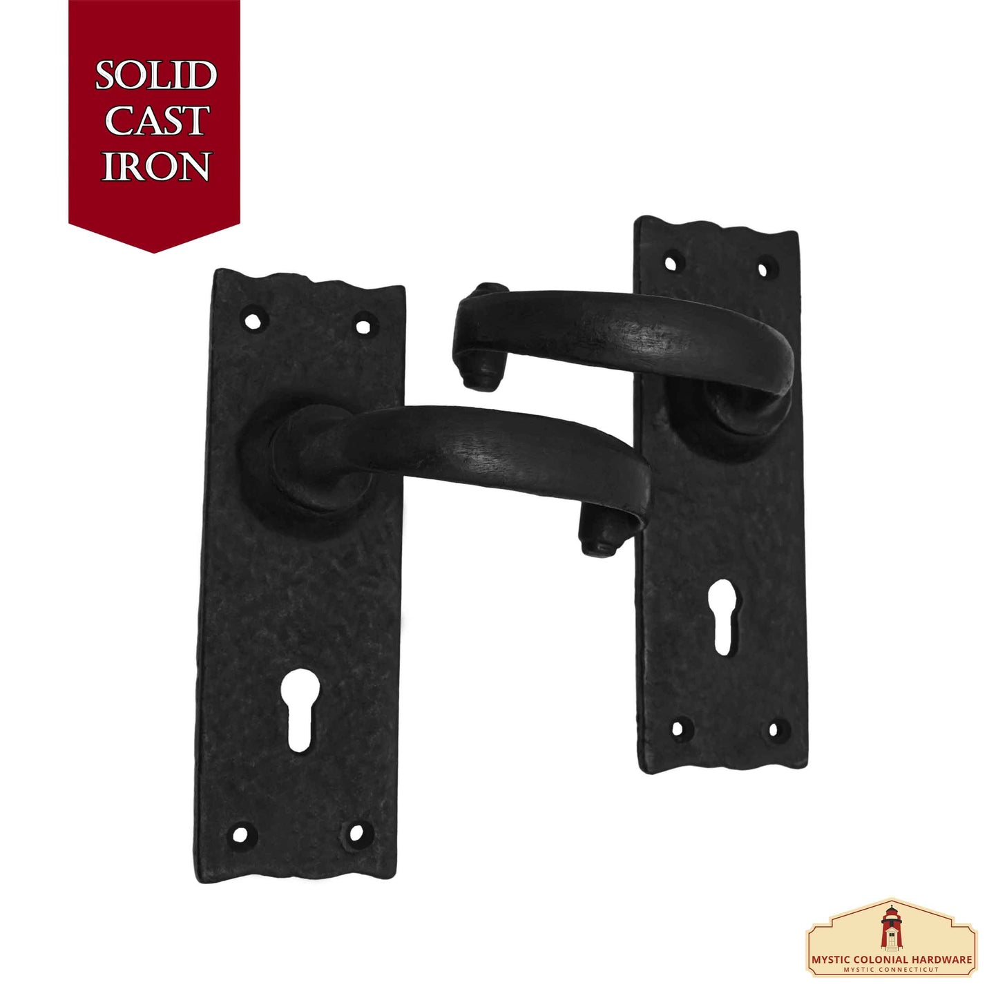 Hardware Large Iron Complete Entry Set with Portofino Lever Door Set with Scalloped Backplate : Size : 6" X 2"