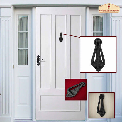 Rustic Cast Iron Georgian Twist Door Knocker: Ideal for Victorian, Colonial, Retro, Steampunk, Gothic, Baroque, and Medieval Settings, (17.2x7) cm