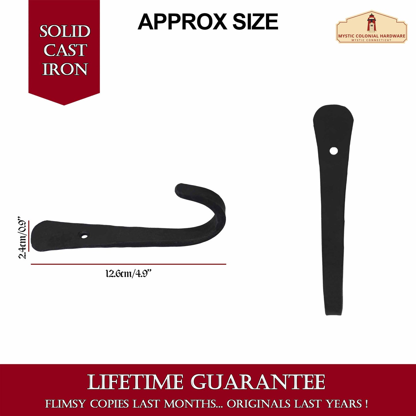 Rustic Hand Forged Iron Wall Mounting Hooks: Ideal for Victorian, Colonial, Retro, Steampunk, Gothic, Baroque, and Medieval Settings, (12.6x2.4) cm