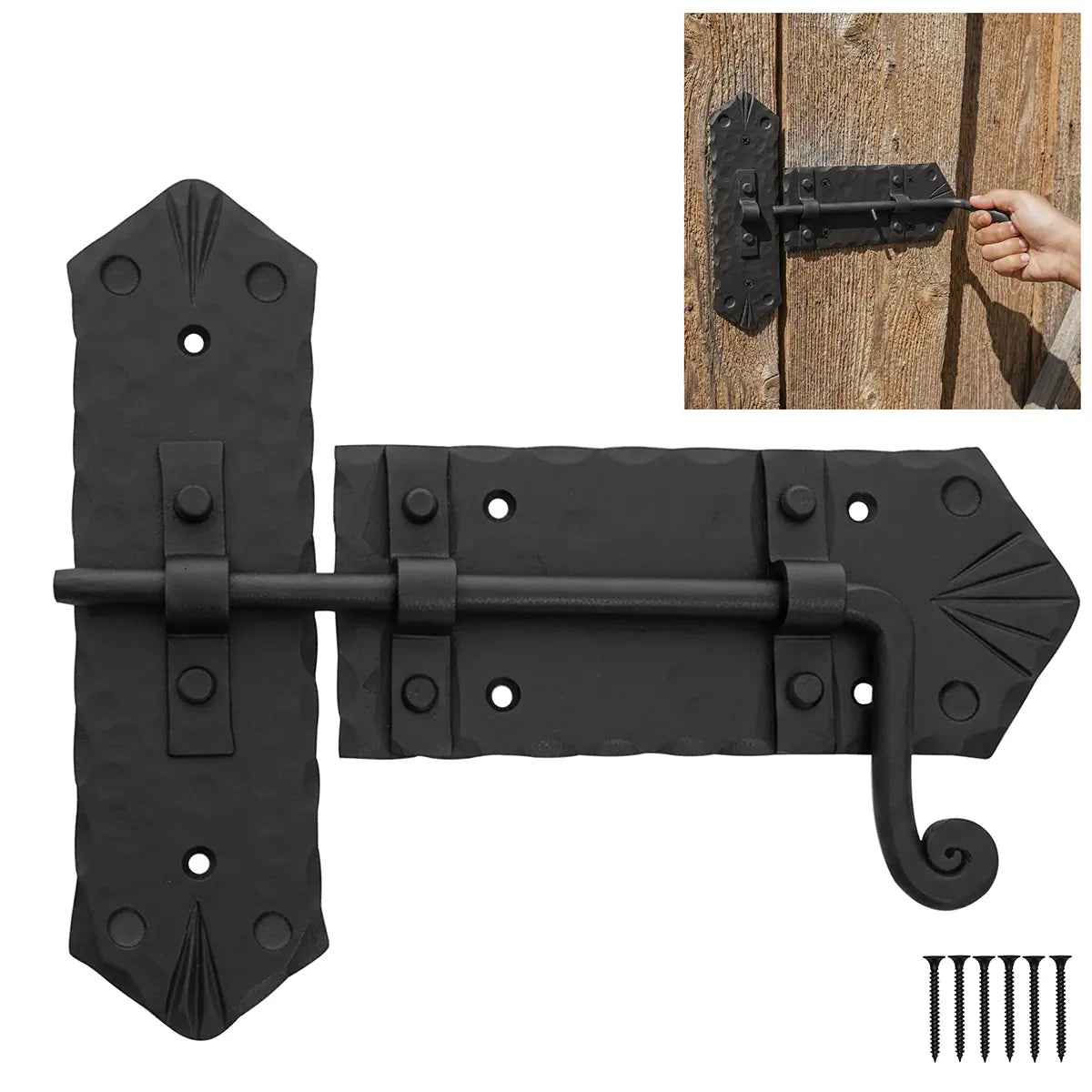 Rustic Iron Gate Latch Hand-Forged Hardware for Doors & Gates