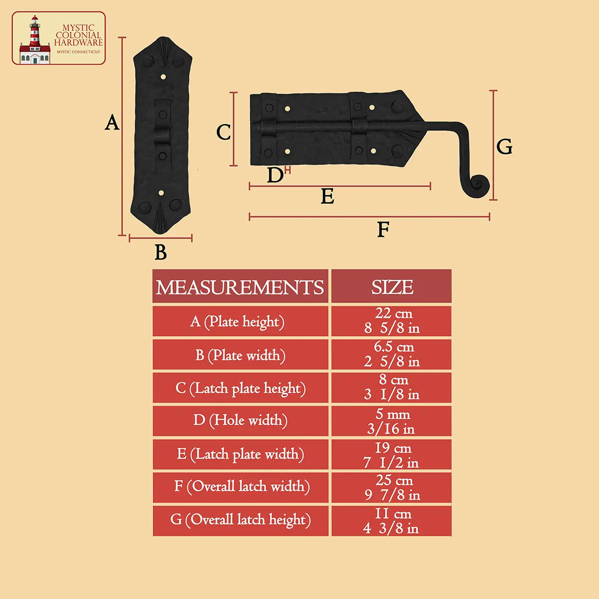 Rustic Iron Gate Latch Hand-Forged Hardware for Doors & Gates